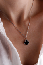 Набір чотирилисник онікс з фіанітом 15мм/15мм - Зображення 2