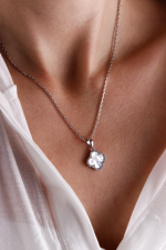 Набір чотирилисник перламутр з фіанітом 15мм/15мм - Зображення 2