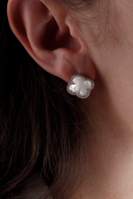 Набір чотирилисник перламутр з фіанітом 15мм/15мм - Зображення 3